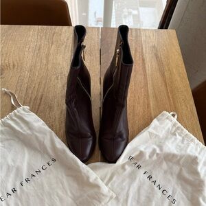 Dear Frances MAROON Leather Ankle Boots